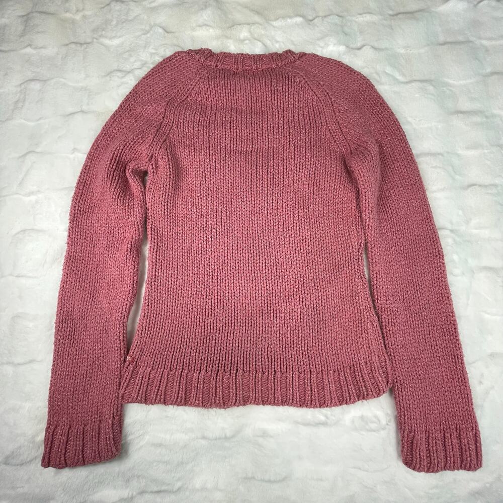 🔥Vintage Y2K 2000s Chunky Knit American Eagle Outfitters Pink Pullover Sweater - Picture 3 of 14